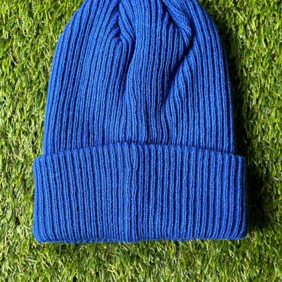 NWT The North Face TNF Logo Box Cuffed Knitted Beanie Blue - Picture 3 of 6